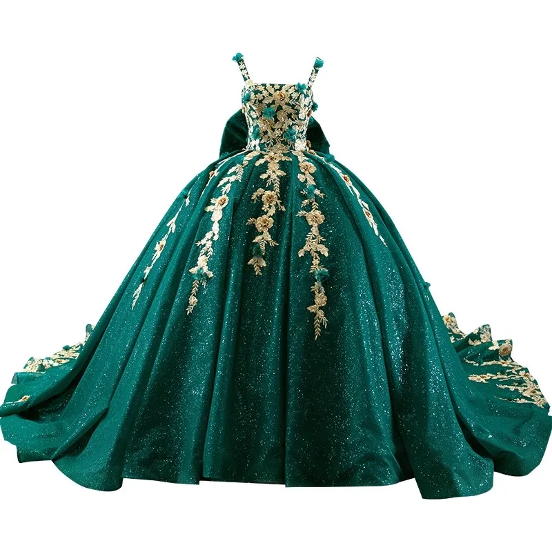 sachin and babi light blue dress Sparkly Green Mermaid Prom Dresses Chapel Train Junior Dresses ARD2080 main image 0