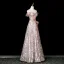 Sparkly Fashion Blushing Pink Appliques Sequins Prom Dresses 2025 A-Line / Princess Strapless Sleeveless Backless Floor-Length / Long Formal Dresses