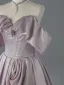 Elegant Blushing Pink Prom Dresses 2026 A-Line / Princess Off-The-Shoulder Short Sleeve Backless Floor-Length / Long Formal Dresses