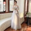 Modest / Simple Grey Spotted Bridesmaid Dresses 2022 A-Line / Princess Puffy Short Sleeve Backless Floor-Length / Long Bridesmaid Formal Dresses Bridesmaid Dresses