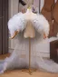 Fashion Sky Blue Appliques Pleated Short Sleeve Wedding shawl 2025 Tulle