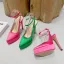 Chic / Beautiful Green Cocktail Party Satin Womens Sandals 2023 14 cm Stiletto Heels Ankle Strap Pointed Toe Sandals High Heels