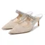 Charmant Silber Abend Strass Pailletten Sandalen Damen 2023 7 cm Stilettos Spitzschuh Sandaletten Hochhackige