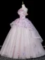 Flower Fairy Lavender Pearl Appliques Prom Dresses 2026 Ball Gown Off-The-Shoulder Short Sleeve Backless Tulle Floor-Length / Long Formal Dresses