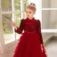 Sparkly Sage Green Cascading Ruffles Sequins Birthday Flower Girl Dresses 2024 A-Line / Princess High Neck Long Sleeve Bow Sash Floor-Length / Long Flower Girl Dresses