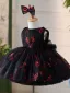Chic / Beautiful Black Red Sequins Birthday Flower Girl Dresses 2024 Ball Gown Scoop Neck Sleeveless Short Bow
