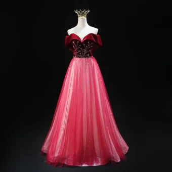 Chic Belle Bordeaux Faux Diamant Paillettes Robe De Bal 2025 Princesse Bustier Sans Manches Dos Nu Longue Promo Robe De Ceremonie