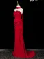Chic / Belle Rouge Perlage Appliques Robe De Soirée 2026 Trompette / Sirène Bustier Sans Manches Dos Nu Train De Balayage Robe De Ceremonie