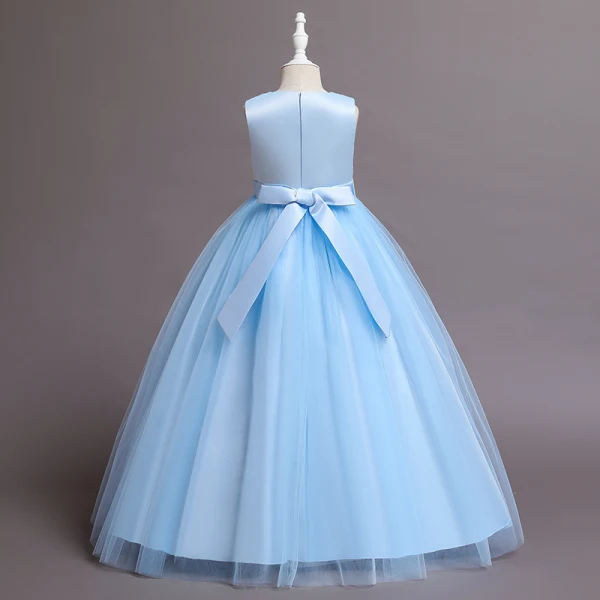 Lovely Blushing Pink Butterfly Appliques Birthday Flower Girl Dresses 2024 Ball Gown Scoop Neck Sleeveless Bow Sash Floor-Length / Long
