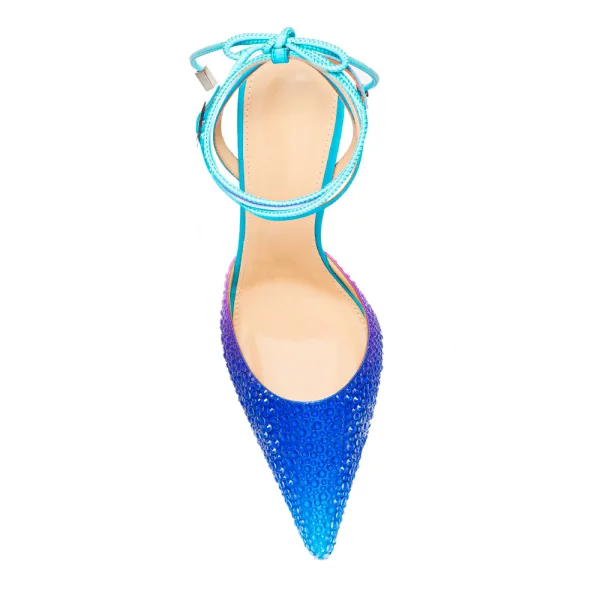 Sexy Pearl Pink Evening Party Womens Sandals 2023 Ankle Strap Bow 8 cm Stiletto Heels Pointed Toe Sandals High Heels