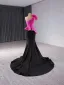 High-end Fuchsia Rhinestone Prom Dresses 2024 Trumpet / Mermaid One-Shoulder Appliques Sleeveless Backless Floor-Length / Long Prom Formal Dresses