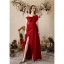 Charmant Rot Satin Abendkleider 2022 A Linie Bandeau Schleife Ärmellos Rückenfreies Gespaltete Front Lange Abend Festliche Kleider