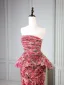 Fancy Blushing Pink Multi-Colors Floral Prom Dresses 2025 Trumpet / Mermaid Strapless Sleeveless Backless Floor-Length / Long Formal Dresses