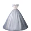 Elegant Sky Blue Sequins Prom Dresses 2023 Ball Gown Off-The-Shoulder Short Sleeve Backless Floor-Length / Long Prom Formal Dresses