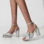 Sexy Gold Street Wear Bow Womens Sandals 2022 Ankle Strap 10 cm Thick Heels Open / Peep Toe Sandals High Heels