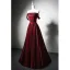 Elegant Burgundy Beading Prom Dresses 2024 A-Line / Princess Strapless Sleeveless Backless Floor-Length / Long Satin Prom Formal Dresses