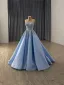 High-end Sky Blue Handmade  Beading Rhinestone Sequins Prom Dresses 2025 Ball Gown Scoop Neck Sleeveless Court Train Prom Formal Dresses