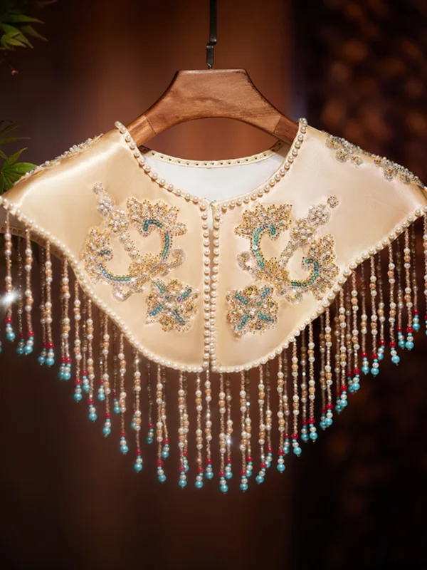 Chinese style Champagne Handmade  Beading Sequins Prom shawl 2025