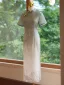 Chinese style Sage Green Gradient-Color Cheongsam 2024 Trumpet / Mermaid High Neck Short Sleeve Tea-length