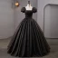 Vintage / Retro Black Rhinestone Sequins Lace Flower Prom Dresses 2023 Ball Gown Square Neckline Puffy Short Sleeve Backless Floor-Length / Long Prom Formal Dresses