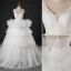 Light Ivory Cascading Ruffles Pierced Wedding Dresses 2022 Ball Gown Spaghetti Straps Pearl Sleeveless Backless Floor-Length / Long Wedding