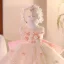Bling Bling Champagne Appliques Pearl Sequins Birthday Flower Girl Dresses 2025 Ball Gown Scoop Neck Bow Sleeveless Short