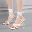 Sexy Blanche Soirée Cristal Sandales Femme Talons Hauts 2022 8 cm Talons Aiguilles Bride Cheville Peep Toes / Bout Ouvert Sandales