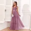 Chic / Beautiful Ocean Blue Lace Flower Sequins Evening Dresses 2024 A-Line / Princess V-Neck Sleeveless Backless Floor-Length / Long Evening Party Formal Dresses
