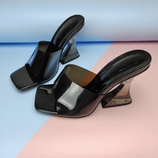 Fashion Transparent Silver Street Wear Summer Womens Sandals 2022 8 cm Stiletto Heels Crystal Open / Peep Toe Sandals High Heels