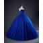 Vintage / Retro Royal Blue Beading Prom Dresses 2023 Ball Gown Strapless Sleeveless Backless Floor-Length / Long Prom Formal Dresses