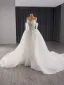 Luxury / Gorgeous White Handmade  Beading Rhinestone Pearl Sequins Wedding Dresses 2024 Ball Gown Strapless Sleeveless Backless Court Train Wedding