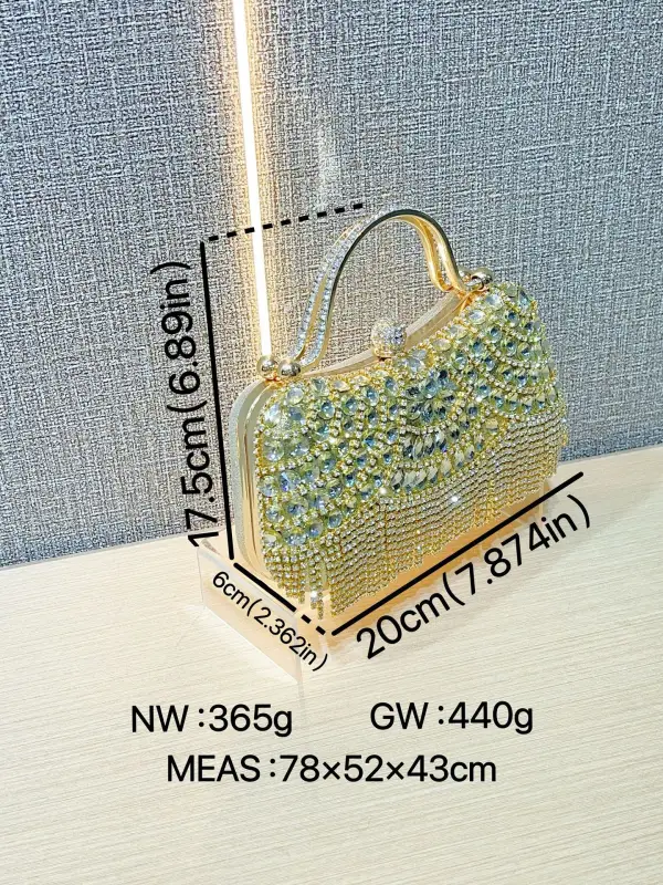 Sparkly Gold Rhinestone Evening Party Clutch Bags 2025