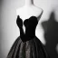 Vintage / Retro Black Glitter Prom Dresses 2023 Ball Gown Strapless Sleeveless Backless Floor-Length / Long Prom Formal Dresses