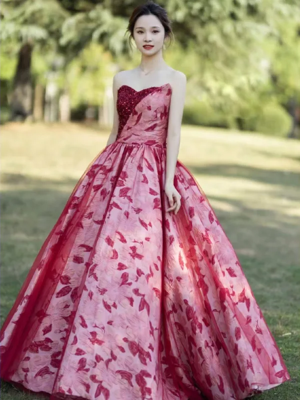 Glamour Rouge Perlage Paillettes Robe De Bal 2025 Robe Boule Bustier Sans Manches Dos Nu Longue Promo Robe De Ceremonie