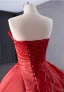 High-end Red Beading Prom Dresses 2024 Ball Gown Strapless Sleeveless Backless Court Train Prom Formal Dresses