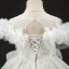 Classic White Birthday Flower Girl Dresses 2022 Ball Gown Scoop Neck Ruffle Short Sleeve Appliques Sequins Backless Sweep Train Flower Girl Dresses