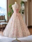 Flower Fairy Blushing Pink Sequins Appliques Prom Dresses 2024 Ball Gown Spaghetti Straps Sleeveless Backless Floor-Length / Long Prom Formal Dresses