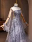 Charming Lavender Beading Rhinestone Prom Dresses 2024 A-Line / Princess Strapless Sleeveless Backless Floor-Length / Long Prom Formal Dresses