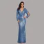 Sparkly Black Sequins Evening Dresses 2023 Trumpet / Mermaid V-Neck Long Sleeve Floor-Length / Long Evening Party Formal Dresses