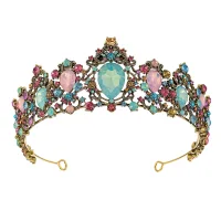 Vintage Multi-Colors Rhinestone Aleación Tiara Tocados de novia 2023 Boda