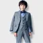 Fashion Navy Blue 5-piece Long Sleeve Boys Wedding Suits 2022 Coat Pants Shirt Tie Vest Wedding