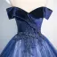 Vintage / Retro Ocean Blue Beading Appliques Prom Dresses 2025 Ball Gown Strapless Sleeveless Backless Floor-Length / Long Tulle Prom Formal Dresses