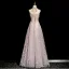 Scintillantes Rougissant Rose Perlage Faux Diamant Paillettes Robe De Bal 2025 Princesse Col Haut Sans Manches Dos Nu Longue Robe De Ceremonie