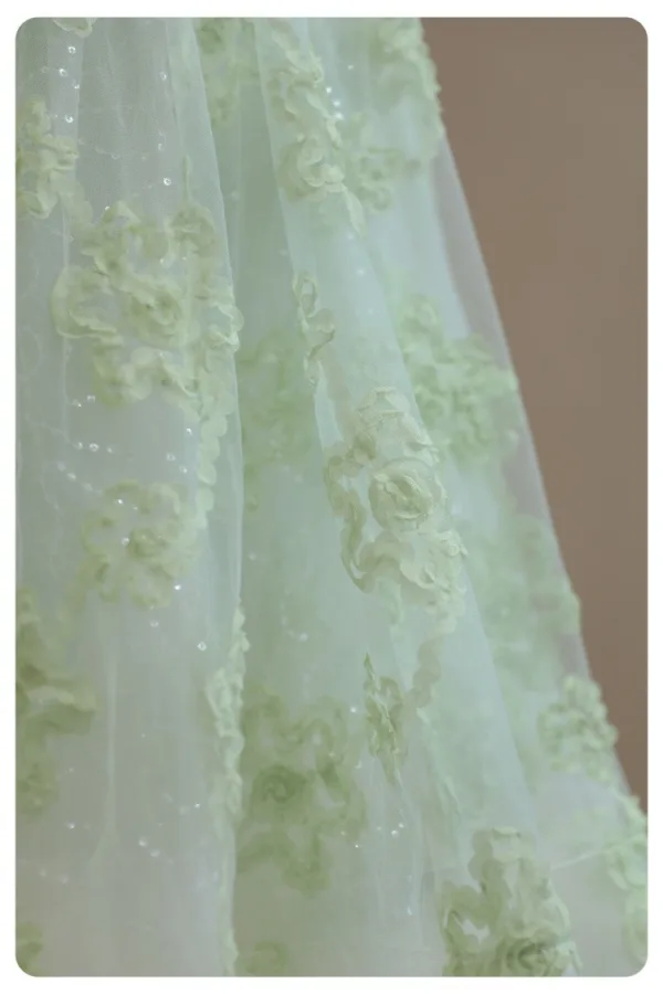 Modest / Simple Sage Green Appliques Birthday Flower Girl Dresses 2024 A-Line / Princess Scoop Neck Sleeveless Backless Floor-Length / Long Tulle