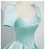 Chic Vert Citron Satin Robe De Bal 2025 Robe Boule Encolure Carrée Manches Courtes Dos Nu Noeud Longue Promo Robe De Ceremonie