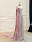 Étourdissant Sans Manches Volants Trompette / Sirène Lavande Robe De Bal 2025 Tapis rouge Été Robe De Cérémonie Bretelles croisées Train De Balayage Bustier