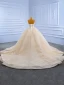 Haut de Gamme Champagne Paillettes Robe De Mariée 2022 Robe Boule Bustier Sans Manches Dos Nu Royal Train Mariage