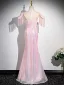 Sparkly Blushing Pink Sequins Beading Tassel Evening Dresses 2024 Trumpet / Mermaid Scoop Neck Short Sleeve Floor-Length / Long Evening Party Formal Dresses