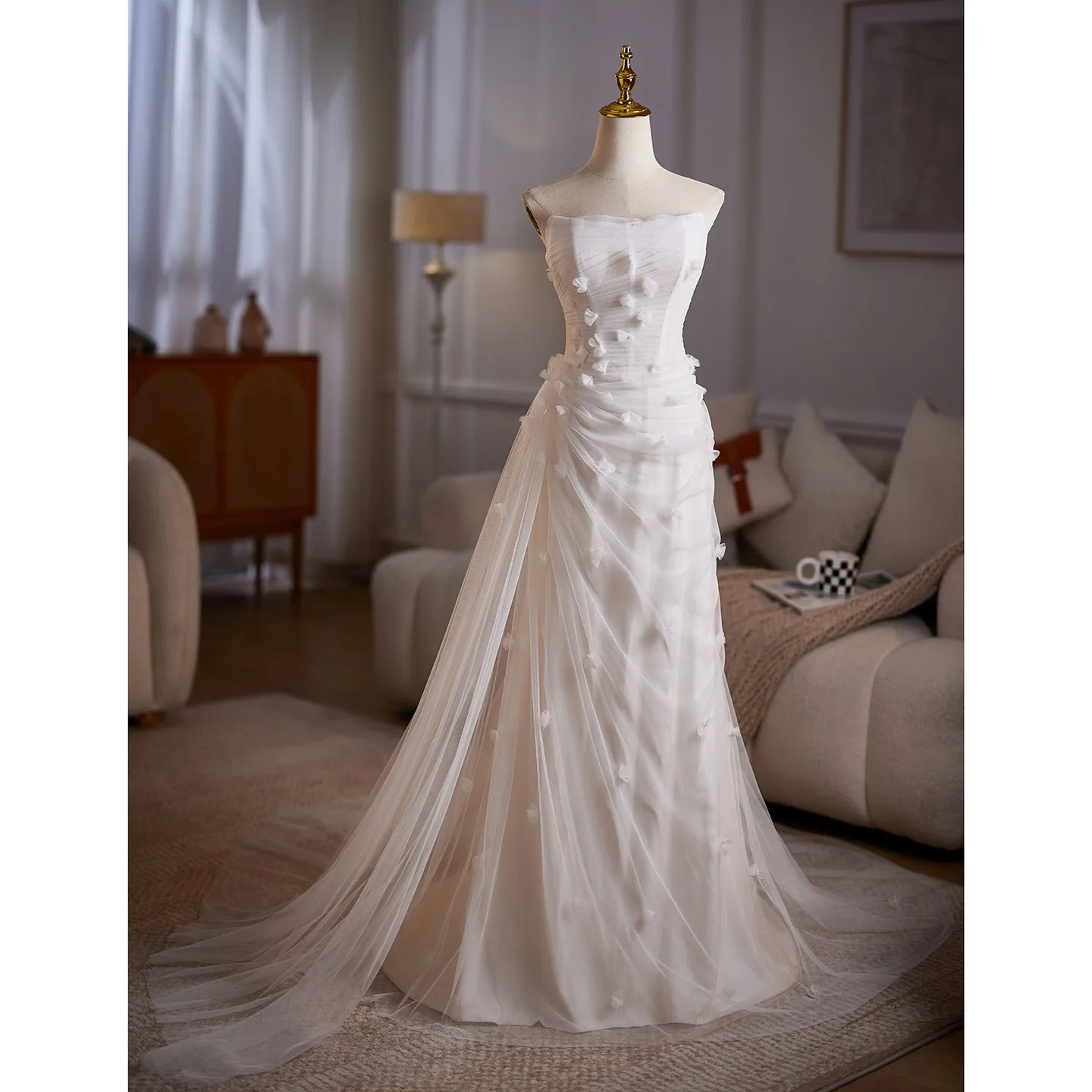 Modest / Simple White Appliques Light Wedding Dresses 2025 Trumpet ...