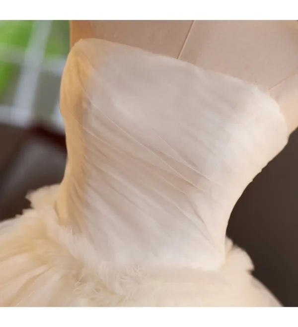 Chic / Belle Champagne Volants en Cascade Robe De Bal 2025 Robe Boule Bustier Sans Manches Dos Nu Longue Robe De Ceremonie